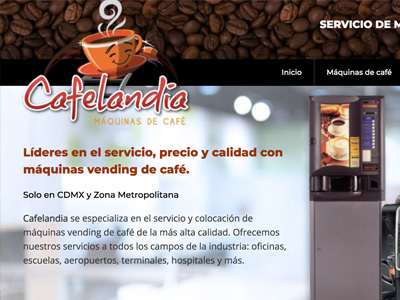 Cafelandia. Diseño de sitio web.