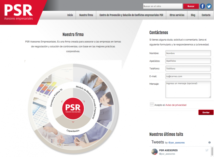 PSR Asesores. Diseño de sitio web. 