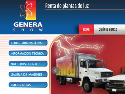 Genera Show. Diseño de sitio web.