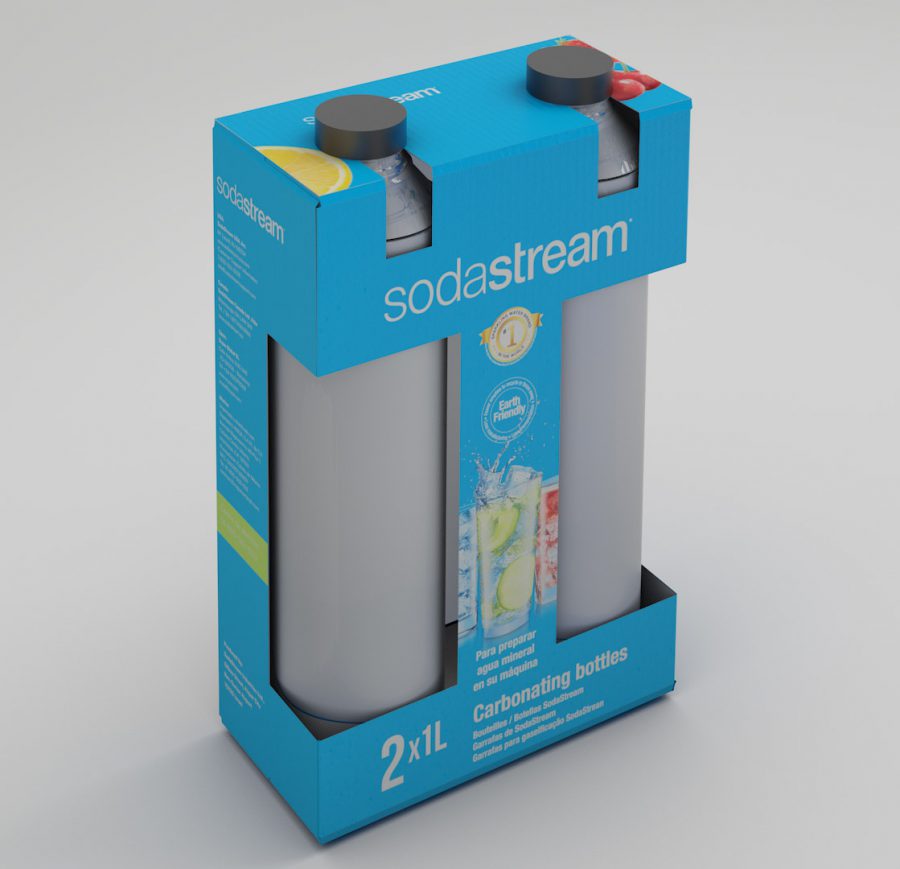 Botellas Sodastream. Diseño de caja para producto.